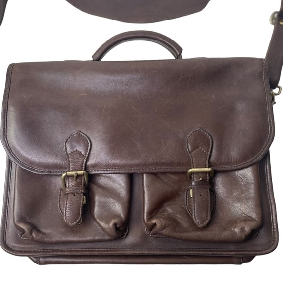 Ellington Leather Goods Brown Leather Briefcase With Shoulder Strap - Picture 4 of 8